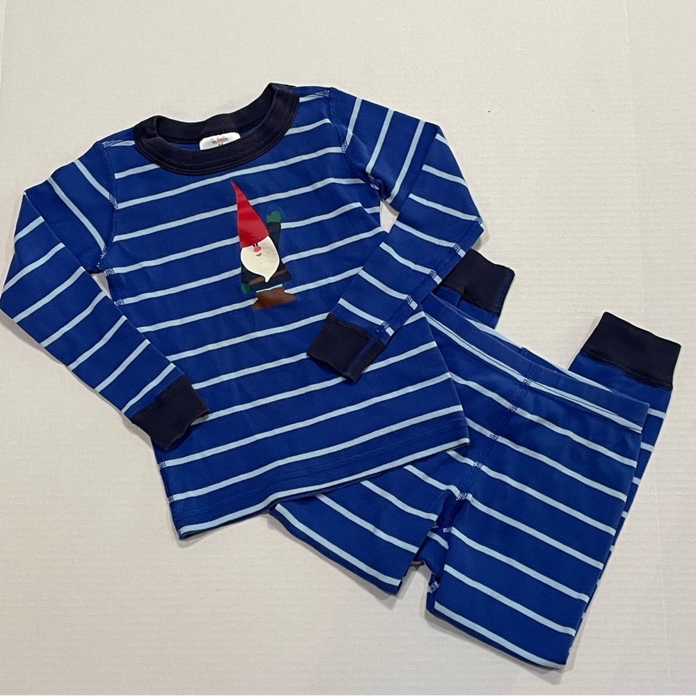 Hanna Andersson Blue Stripe Gnome Long Pajamas 2-Piece Set Size Kids 100 cm US 4